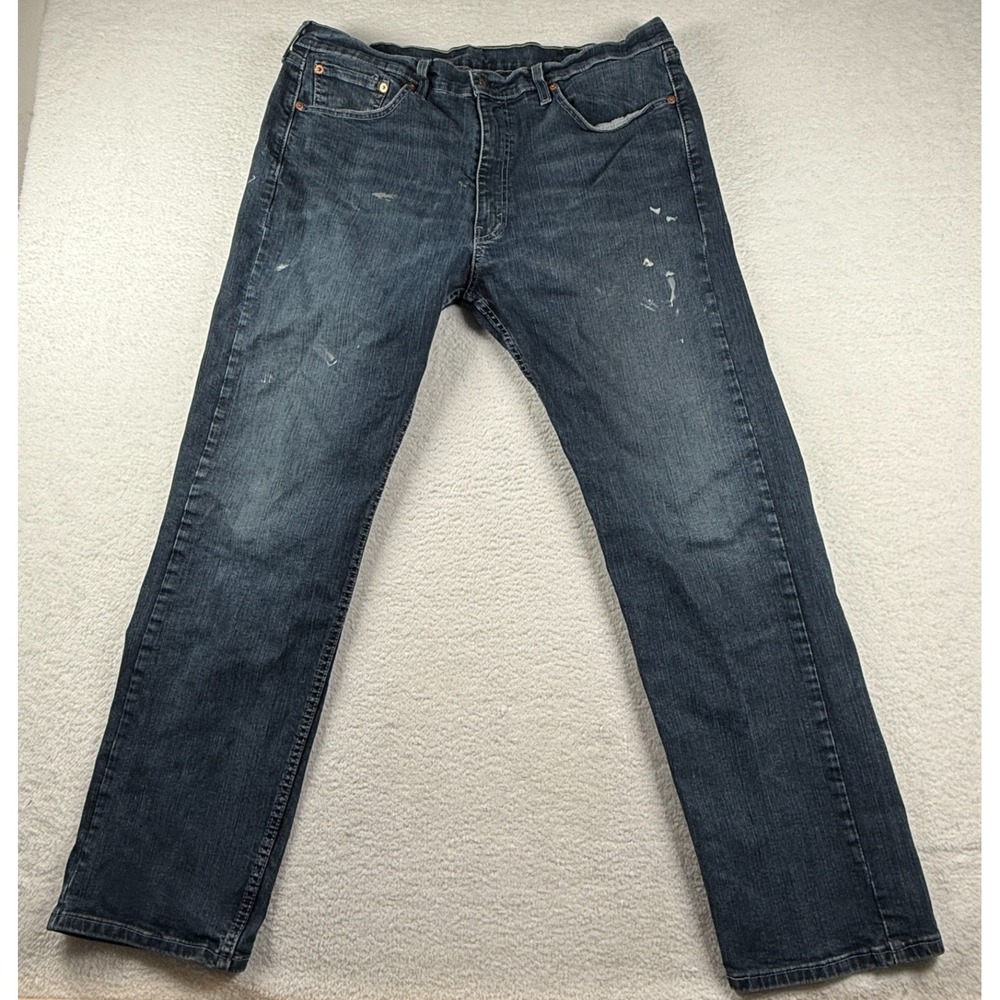 Levi's 505 Jeans Mens 38x32 Blue Denim Cotton Stretch Regular Fit Straight Leg